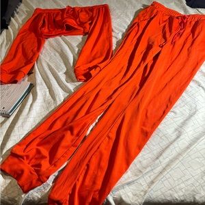 Burnt orange reddish halter top and jogger pant size medium